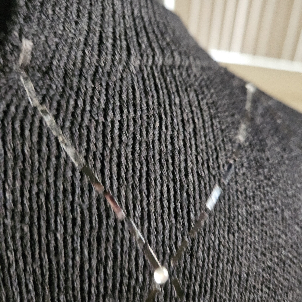 *St. John* Black Knitting Dress with Silver Accents - Picture 9 of 14